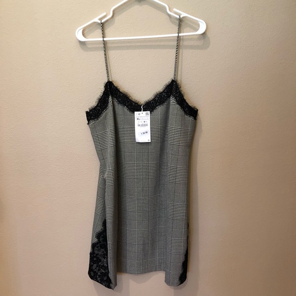 zara check camisole dress